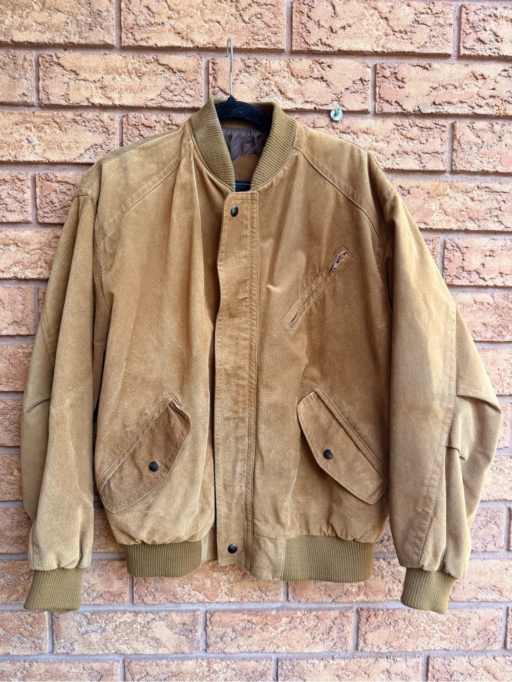 Vintage Sears Man Golden Brown Leather Bomber Jacket